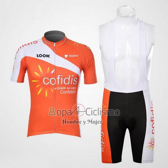 Cofidis Ropa Ciclismo Culotte Corto 2012 Mangas Cortas Naranja